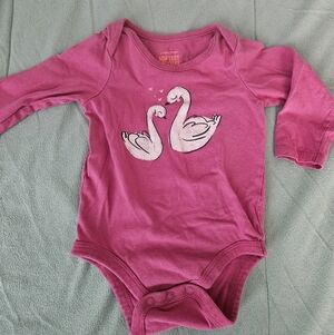 Pink Swan Print Kids One Piece
